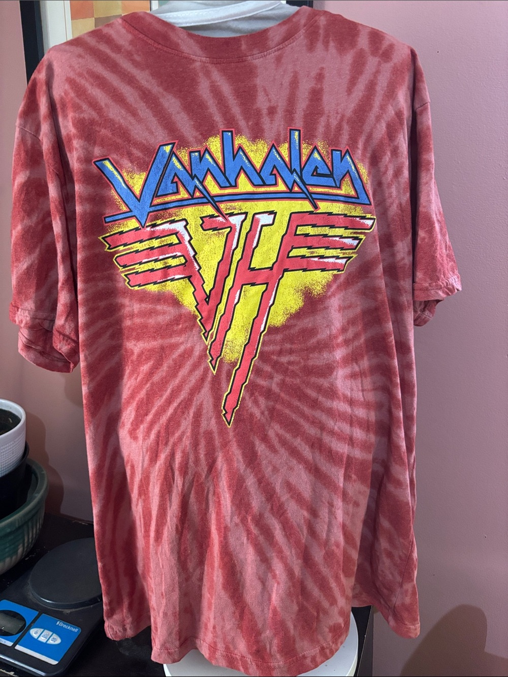 Van Halen Graphic Tie-Dye Short Sleeve Tee - Coral Red Size Large